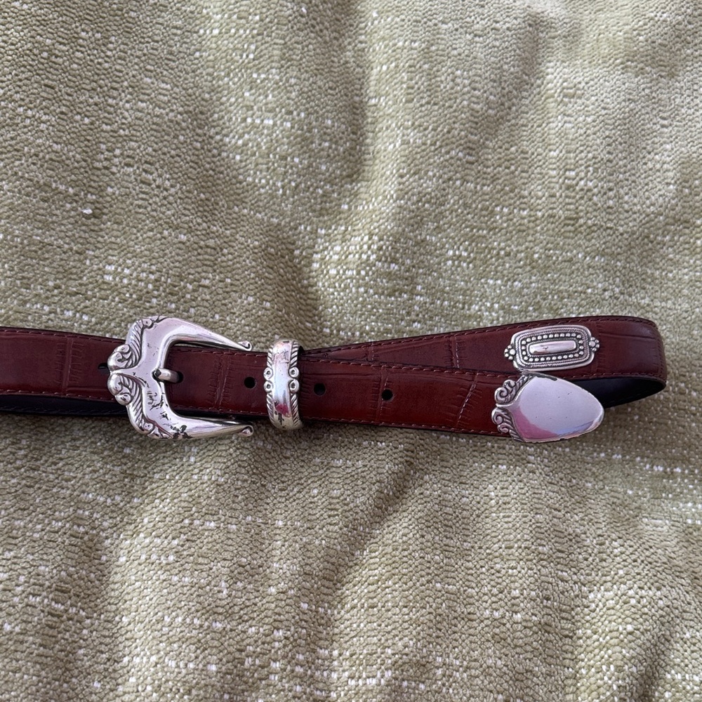 Brighton Brown Genuine Leather Belt with Silver Accents 40 inches